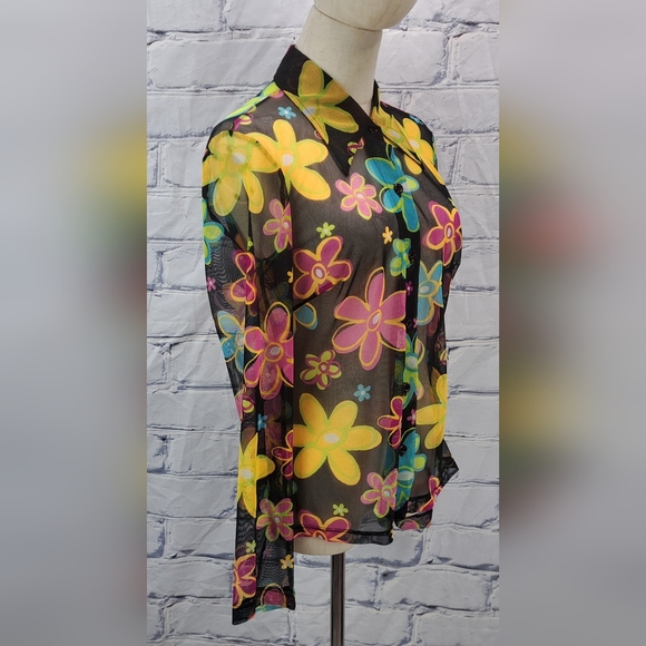 XOXO In America and Abroad Women's Shirt Hippie Floral Vintage 90s 80s Medium - Picture 6 of 13